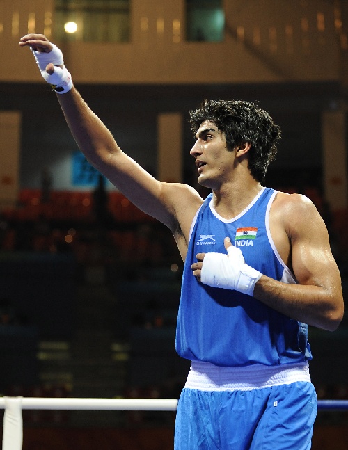 印度选手在拳击比赛中取得胜利